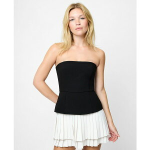 t`RlNV fB[X s[X gbvX Women's Azra Strapless Pleat Mini Dress Black-Porcelain Cream
