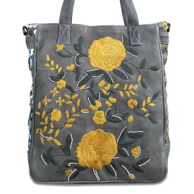 オールドトレンド レディース トートバッグ バッグ Women's Flora Soul Hand-Embroidery Tote Bag Gray