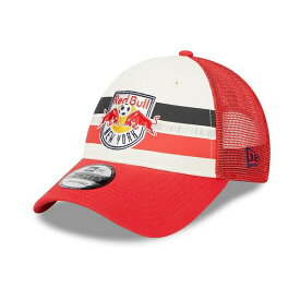 ニューエラ レディース 帽子 アクセサリー Men's White and Red New York Red Bulls Team Stripes 9FORTY Trucker Snapback Hat White, Red