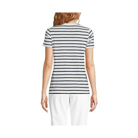 ランズエンド レディース カットソー トップス Women's Relaxed Supima Cotton Short Sleeve Crewneck T-Shirt Navy/white breton stripe