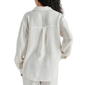 スティーブ マデン レディース カットソー トップス Women's Juna Textured Button-Down Dropped-Shoulder Cotton Top White