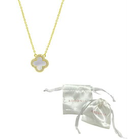 アドニア レディース ネックレス・チョーカー・ペンダントトップ アクセサリー 14K Gold-Plated Crystal Halo White Mother-of-Pearl Clover Necklace White