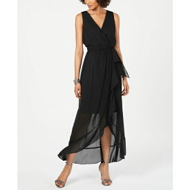 エス エル ファッションズ レディース ワンピース トップス Surplice High-Low Maxi Dress Black