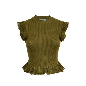 �E���E�W�����\�� ���f�B�[�X T�V���c �g�b�v�X Leila ruffled top Green