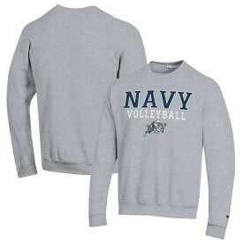 チャンピオン メンズ パーカー・スウェットシャツ アウター Navy Midshipmen Champion Stack Logo Volleyball Powerblend Pullover Sweatshirt Heather Gray