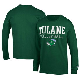 チャンピオン メンズ Tシャツ トップス Tulane Green Wave Champion Stacked Logo Volleyball Jersey Long Sleeve TShirt Green