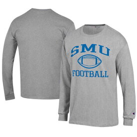 チャンピオン メンズ Tシャツ トップス SMU Mustangs Champion Football Jersey Long Sleeve TShirt Gray
