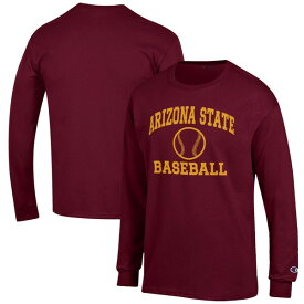 チャンピオン メンズ Tシャツ トップス Arizona State Sun Devils Champion Baseball Icon Long Sleeve TShirt Maroon