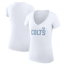 カールバンクス レディース Tシャツ トップス Indianapolis Colts GIII 4Her by Carl Banks Women's Dot Print VNeck Fitted TShirt White