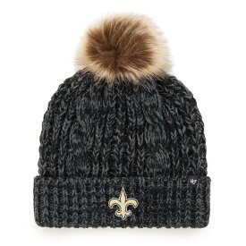 フォーティーセブン レディース 帽子 アクセサリー New Orleans Saints '47 Women's Logo Meeko Cuffed Knit Hat with Pom Black