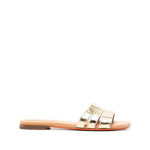 �T���g�[�j ���f�B�[�X �T���_�� �V���[�Y Open-toe flat slides Gold