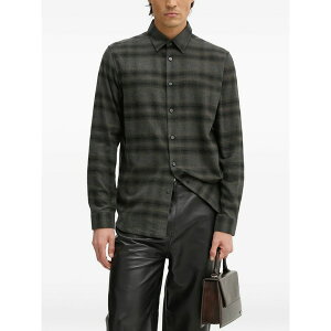 �Z�I���[ �����Y �V���c �g�b�v�X Irving buttoned plaid shirt Grey