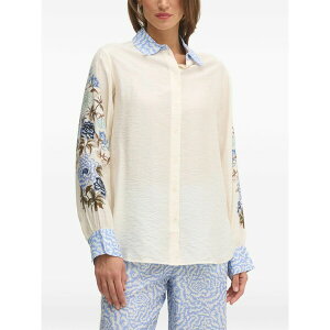 ���X ���b�V�� ���f�B�[�X �V���c �g�b�v�X Floral-embroidered collared shirt Neutrals