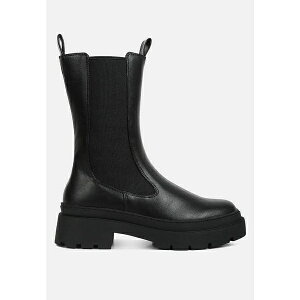 hO fB[X u[c V[Y Womens jolt elasticated gussets lug sole boots Black