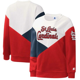 スターター レディース パーカー・スウェットシャツ アウター St. Louis Cardinals Starter Women's Shutout Pullover Sweatshirt White/Red