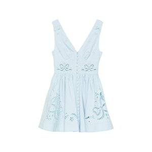 �Z���t�E�|�[�g���C�g ���f�B�[�X �����s�[�X �g�b�v�X Broderie-anglaise v-neck mini dress Blue
