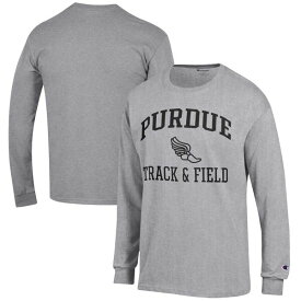 チャンピオン メンズ Tシャツ トップス Purdue Boilermakers Champion Track & Field Icon Long Sleeve TShirt Gray