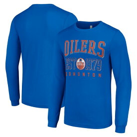 スターター メンズ Tシャツ トップス Edmonton Oilers Starter Retro Graphic Long Sleeve Crew TShirt Royal