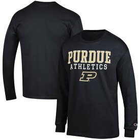チャンピオン メンズ Tシャツ トップス Purdue Boilermakers Champion Athletics Logo Stack Long Sleeve TShirt Black