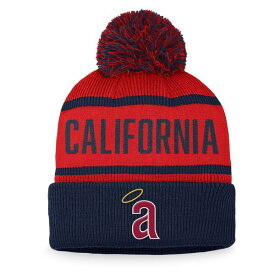 ファナティクス メンズ 帽子 アクセサリー California Angels Fanatics Cooperstown Collection Cuffed Knit Hat with Pom Navy/Red