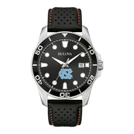 ブロバ メンズ 腕時計 アクセサリー North Carolina Tar Heels Bulova Corporate Collection Leather Strap Watch Black