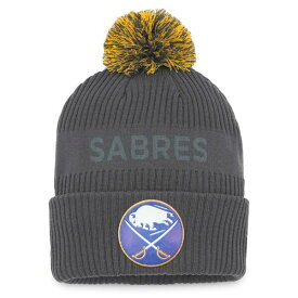 ファナティクス メンズ 帽子 アクセサリー Buffalo Sabres Fanatics Authentic Pro Home Ice Cuffed Knit Hat with Pom Charcoal