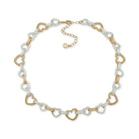 アンクライン レディース ネックレス・チョーカー・ペンダントトップ アクセサリー Two-Tone Crystal Heart Link Collar Necklace, 16" + 3" extender Gold/Silver