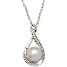 ホノラ メンズ ネックレス・チョーカー アクセサリー Cultured Freshwater Pearl (9mm) and Diamond Accent Pendant 18" Necklace in 14k Gold White Gold