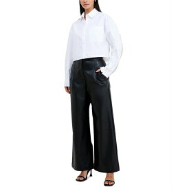 フレンチコネクション レディース カジュアルパンツ ボトムス Women's Corlenda Faux-Leather Wide-Leg Pants Black