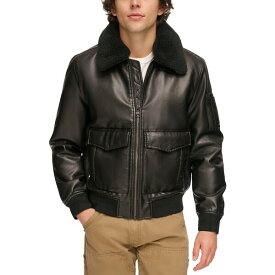 トミー ヒルフィガー メンズ ジャケット＆ブルゾン アウター Men's Faux-Fur-Trim Faux-Leather Bomber Jacket Black