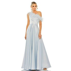 マックダガル レディース ワンピース トップス Women's One Shoulder A Line Gown With Feather Detail Powder blue