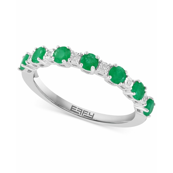 エフィー コレクション レディース リング アクセサリー EFFYreg; Sapphire  Diamond Accent Stacking Ring in Sterling Silver (Also available in Ruby and Emerald) Emerald