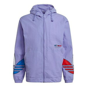adidas AfB_X Y Xj[J[ yadidas originals MENS Tricol Logo Printed Windbreaker Hoodie Jacket Purple GN3560z TCY US_M_M