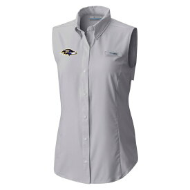 コロンビア レディース Tシャツ トップス Baltimore Ravens Columbia Women's PFG Tamiami OmniShade Sleeveless ButtonUp Shirt Gray