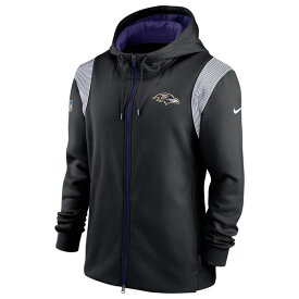 ナイキ メンズ パーカー・スウェットシャツ アウター Baltimore Ravens Nike Performance Sideline Lockup FullZip Hoodie Black