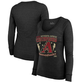 【送料無料】 マジェスティックスレッズ レディース Tシャツ トップス Arizona Diamondbacks Majestic Threads Women's 2023 National League Champions Tour Long Sleeve TriBlend TShirt Black