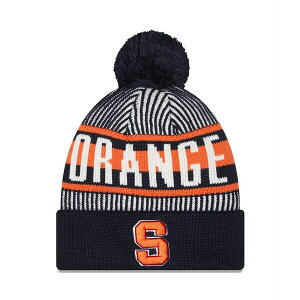 �j���[�G�� �����Y �X�q �A�N�Z�T���[ Men's Navy Syracuse Orange Logo Striped Cuff Knit Hat with Pom Navy