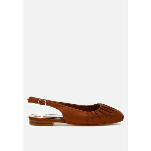 ���O �A���h �R�[ ���f�B�[�X �T���_�� �V���[�Y Cheeni Satin Square Toe Flat Slingbacks Brown