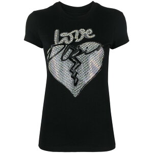 �t�B���b�v�v���C�� ���f�B�[�X T�V���c �g�b�v�X Heart-motif rhinestone-embellished t-shirt Black