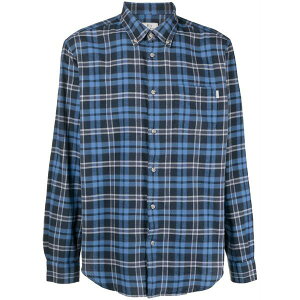�E�[�� ���b�` �����Y �V���c �g�b�v�X Check-pattern button-up shirt Blue