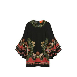 ���E�_�u���E�W�F�C ���f�B�[�X �����s�[�X �g�b�v�X Friday ruffled-sleeve mini dress Black