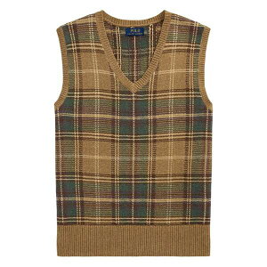 �����t���[���� �����Y T�V���c �g�b�v�X Plaid sleeveless vest Brown