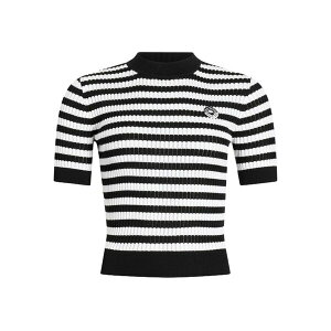 �W�����p�g�D ���f�B�[�X T�V���c �g�b�v�X Striped-pattern rib top Black