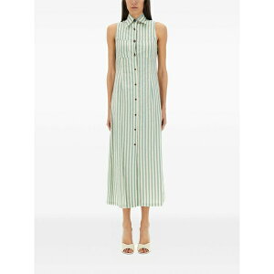 �A���W ���f�B�[�X �����s�[�X �g�b�v�X Striped-pattern sleeveless midi dress Green