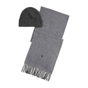 �����t���[���� �����Y �X�q �A�N�Z�T���[ Beanie & windowpane scarf set Grey