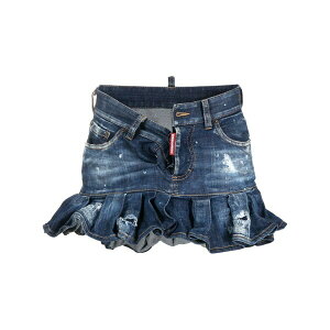 �f�B�[�X�N�G�A�[�h ���f�B�[�X �X�J�[�g �{�g���X Distressed-effect pleated denim skirt Blue