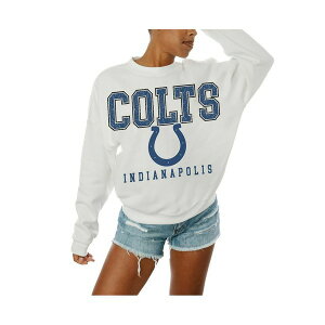 Q[fC fB[X Jbg\[ gbvX Women's White Indianapolis Colts Sunday Drives Oversized Crewneck Pullover Sweatshirt White