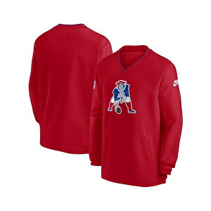 �i�C�L �����Y �p�[�J�[�E�X�E�F�b�g�V���c �A�E�^�[ Men's Red New England Patriots 2024 Sideline Throwback Logo Long Sleeve V-Neck Windshirt Red