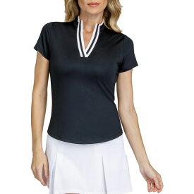 テイル レディース シャツ トップス Tail Women's Short Sleeve Split Neck Golf Polo Onyx