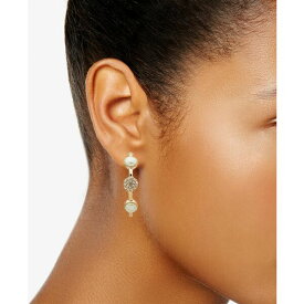 アンクライン レディース ピアス＆イヤリング アクセサリー Gold-Tone Medium Pav&eacute; & Imitation Pearl Disc C-Hoop Earrings, 1.25" Crystal